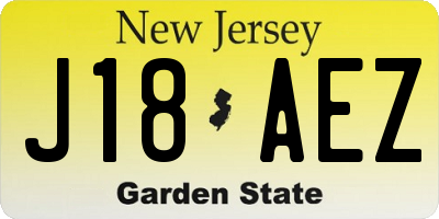 NJ license plate J18AEZ