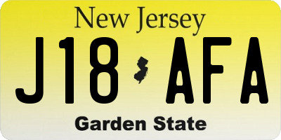 NJ license plate J18AFA