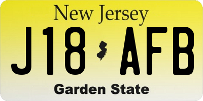 NJ license plate J18AFB