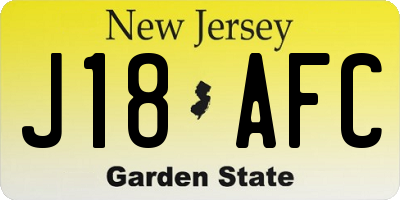 NJ license plate J18AFC
