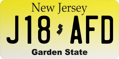 NJ license plate J18AFD