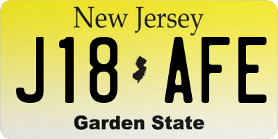 NJ license plate J18AFE