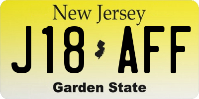 NJ license plate J18AFF