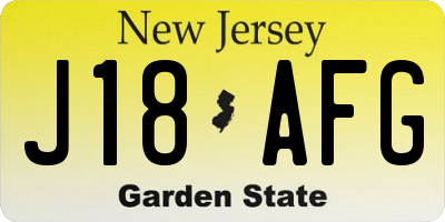NJ license plate J18AFG