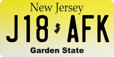 NJ license plate J18AFK