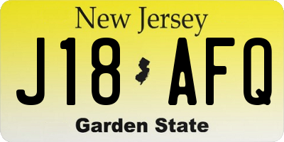 NJ license plate J18AFQ
