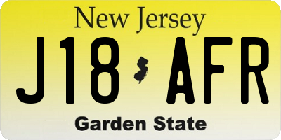 NJ license plate J18AFR