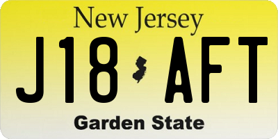 NJ license plate J18AFT