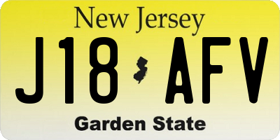 NJ license plate J18AFV