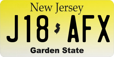NJ license plate J18AFX