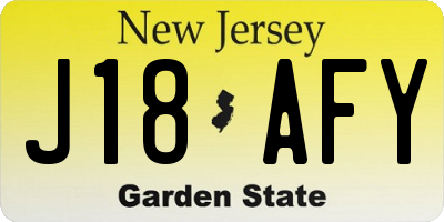 NJ license plate J18AFY