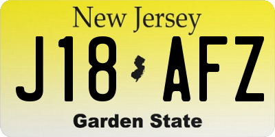 NJ license plate J18AFZ