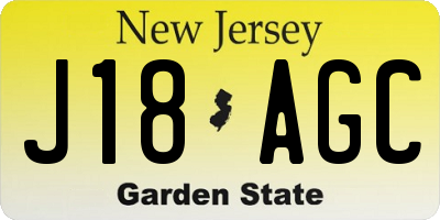 NJ license plate J18AGC