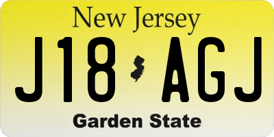 NJ license plate J18AGJ