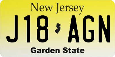 NJ license plate J18AGN
