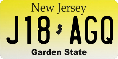NJ license plate J18AGQ