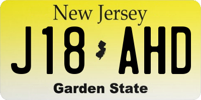 NJ license plate J18AHD