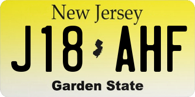 NJ license plate J18AHF