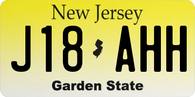 NJ license plate J18AHH