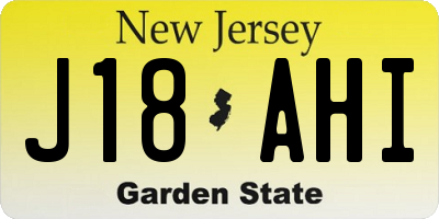 NJ license plate J18AHI
