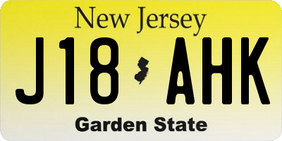 NJ license plate J18AHK