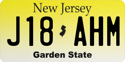 NJ license plate J18AHM