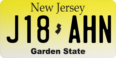 NJ license plate J18AHN