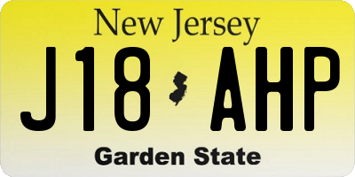 NJ license plate J18AHP