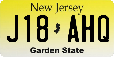 NJ license plate J18AHQ