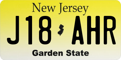 NJ license plate J18AHR