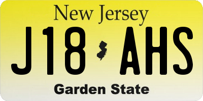 NJ license plate J18AHS