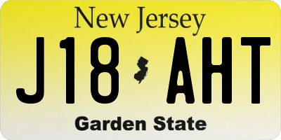 NJ license plate J18AHT