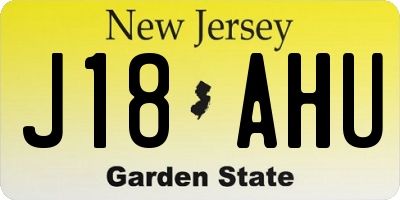 NJ license plate J18AHU