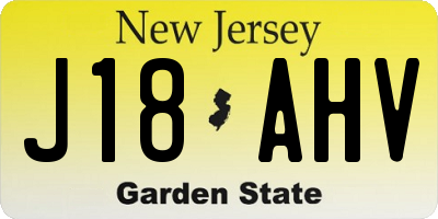 NJ license plate J18AHV