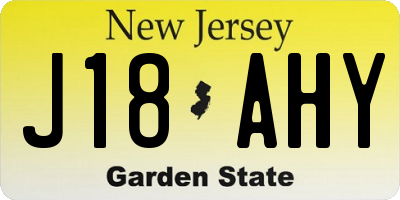 NJ license plate J18AHY