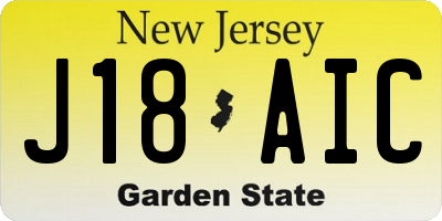 NJ license plate J18AIC