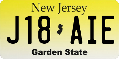 NJ license plate J18AIE
