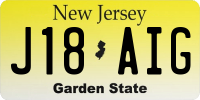 NJ license plate J18AIG