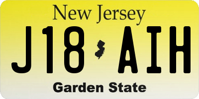 NJ license plate J18AIH