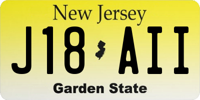 NJ license plate J18AII