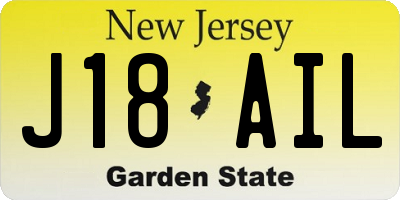 NJ license plate J18AIL