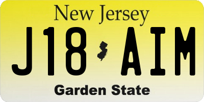 NJ license plate J18AIM