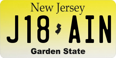 NJ license plate J18AIN