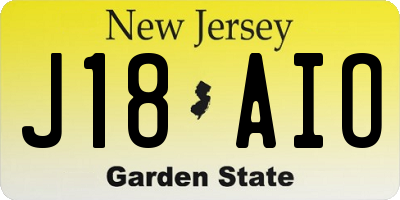 NJ license plate J18AIO