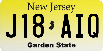 NJ license plate J18AIQ
