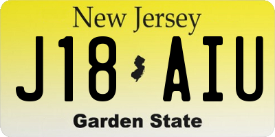 NJ license plate J18AIU