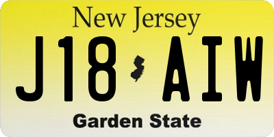 NJ license plate J18AIW