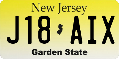 NJ license plate J18AIX