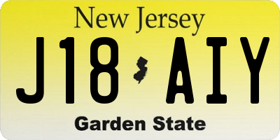 NJ license plate J18AIY
