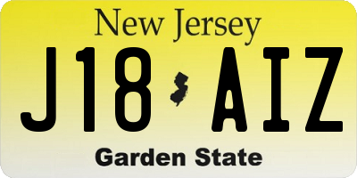 NJ license plate J18AIZ